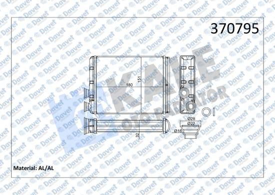 KALE 370795 Kalorifer Radyatoru Peugeot P308 P508 13>21 Al/Brz